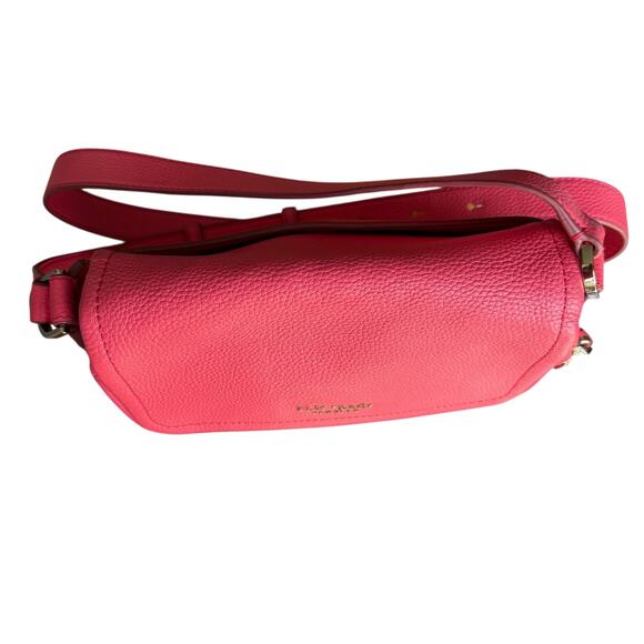 Kate Spade Pebble Leather Crossbody Shoulder Bag Large Flap Barbiecore Pink READ - Picture 11 of 16
